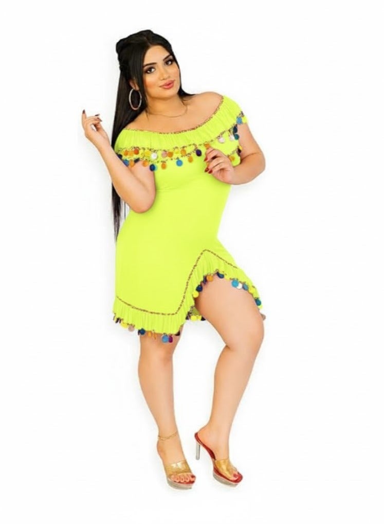 Alexandrian Oriental Galabeya, yellow, one size  for women - Image 1
